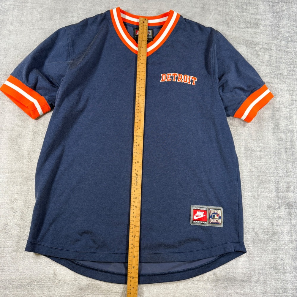 Detroit Tigers Shirt Mens Large Blue Jersey Tee Nike Cooperstown Collection - Picture 8 of 11